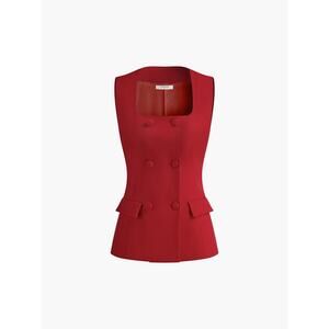 Commense Double-Breasted Red Vest